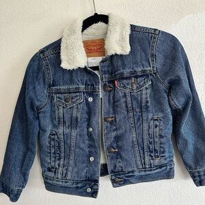Levi's Kid’s Denim Jacket with Cream Sherpa Lining